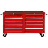 Vidaxl chariot à outils avec 10 tiroirs acier rouge 3056731_1