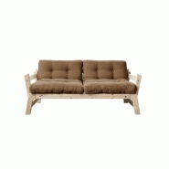 Banquette convertible futon STEP en pin massif - Coloris mocca - Couchage 70 x 200 cm - Design élégant et compact_1