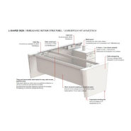 Bureau d'angle Bois X10 avec retour sur caisson en placage Bois Ebène - Référence 9507 BD Q - Marque Quadrifoglio, fabriqué en Italie_1