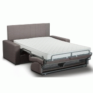 Canapé-lit convertible CanapExpress Normandie - 2-3 places - Matelas mémoire 22 cm - Sommier à lattes 120 cm - Tête de lit intégrée - Taupe pierre_1