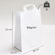 Sac kraft poignées plates blanc 26x12x35cm - par 50_1