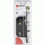 Serrure encastrée THIRARD - bec de cane - axe 50 mm - acier - têtière noire à bouts ronds_1