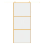 Vidaxl porte coulissante doré 90x205 cm verre esg clair et aluminium 155149_1