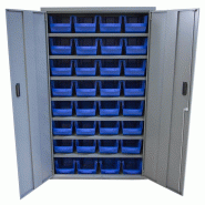 Armoire à bacs avec portes - Bleu / 32 x 10L_1