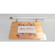 Enseigne drapeau suspendue en bois - Fer laqué et bois de pin traité_1