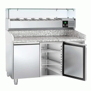 Table de préparation pizza plan de travail en granit LED 1500 x 800 - 2 portes et 6 GN 1/3_1