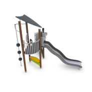 Structure multi-jeux 3 à 12 ans - Uniplay Notre 8061762 - Hags - Poteaux bois et panneaux HPL_1