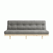 Banquette convertible futon LEAN - Pin massif naturel - Coloris gris - Couchage 130x190 cm - Matelas futon capitonné_1