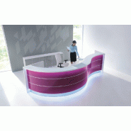 Bureau d'accueil Valde en forme de vague version haute - MDD - Blanc, Fushia brillant, Gauche_2