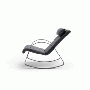 Fauteuil relax RICK - tissu 100% polyuréthane - piétement métal noir mat - design et confort avec têtière incluse_1