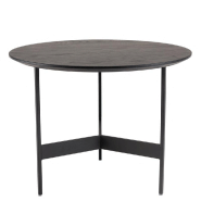 Table basse ronde noire DILA - 50 cm - Pieds métal - Structure MDF plaqué chêne_1