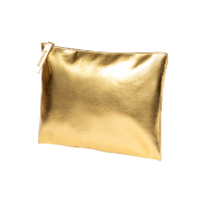 Trousse de maquillage zippée en similicuir avec finition métallique - couleur dorée_1