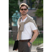 Polo extensible de luxe - Pull Harvard à col en V pour homme - Bleu marine foncé - Nimbus_1