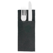 Serviette-étui pour couverts intissé noir 33x40cm - par 700_1