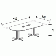 Table de réunion ovale évolutive Sigma - Mobel Linea - 250, Anthracite, Acacia clair_1