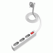VALUE Multiprise 3 ports type Euro, avec interrupteur et fiches profilées, blanc, 2 m_1