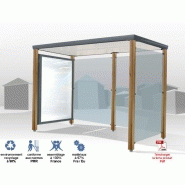 Abri bus Eco-Lythe - structure en bois, bardage en verre sécurit, banquette - 300 x 150 cm_1