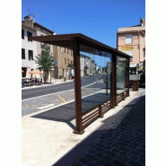 Abri bus quadra linéa / structure en acier et aluminium / bardage en verre securit / avec banquette / 350 x 151 cm_1