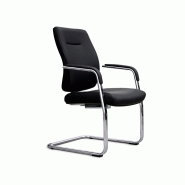 Siège de réunion Tenor - cuir noir - structure en acier chromé - accoudoirs fixes_1