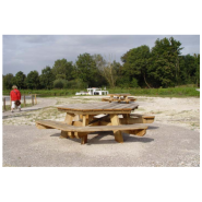 Table de pique-nique polygonale en bois - Accessible PMR - Chêne PEFC - À sceller ou à poser_1