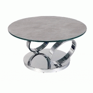 Table basse Olympe - plateaux pivotants en verre trempé et céramique ciment, design élégant et robuste_1