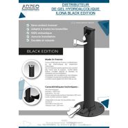 Borne distributeur universel de gel hydroalcoolique ilona black edition - adzeo sas - dimensions : 114 × 114 × 1000 mm_1
