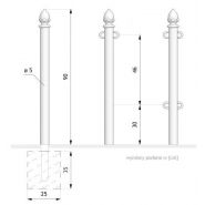 01.051.Sc - Potelets fixes Zano - acier noir ou inoxydable - hauteur 130 cm - poids 8 kg_1