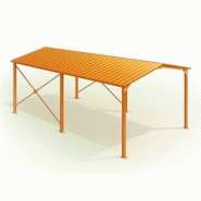 Abri camping-car ouvert en métal - double pente - structure en fer - toiture en acier à deux pans - dimensions 3.89 x 3.10 m_1