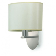 Applique murale ovale - abat-jour rond en tissu lisse et structure en métal nickel satin - Réf. 8302_1