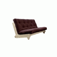 Banquette convertible Fresh en pin - Coloris brown - Couchage 140x200 cm - Avec matelas futon capitonné_1