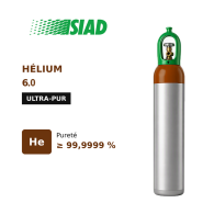 Hélium ultra-pur 6.0 SIAD - 99,9999% - pour cryogénie avancée, supraconducteurs et recherche nucléaire