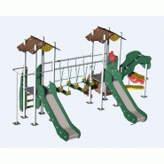 Structure de jeux combinées Amazone 2 tours - AMA20912I - CREA EQUIPEMENTS avec toboggans et mur d'escalade_1