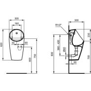 Urinoir Maxi Smart - Idéal Standard - Hybride à pile - Sphero - 620x300x300 mm - P012401_1