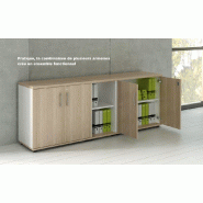 Armoire de bureau avec portes décor bois - MDD - Chêne Canadien, Gris aluminium_1