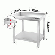 Tables Inox centrales Premium avec Etagère - P 600 mm | Ggm -_1