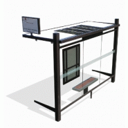 Abri bus cirrus solaire / structure en acier / bardage en verre trempé / avec banquette / 365 x 145 cm_1