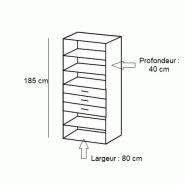 Colonne de rangement LUND - 3 tiroirs, 3 étagères, blanc mat, 80x40x185 cm_1