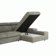 Canapé d'angle convertible droite avec coffre de rangement - tissu façon nubuck gris - méridienne droite - couchage 140x200 cm_1