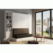 Composition lit escamotable blanc Dynamo Sofa - canapé intégré noir - couchage 140x200 cm - L : 255 cm_1
