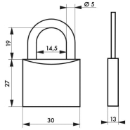Cadenas à clé Thirard - Aluminium rose - 30mm - Double arage, mécanisme à goupilles_1