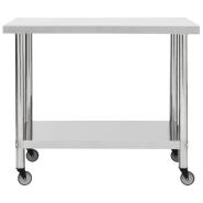 Vidaxl table de travail de cuisine avec roues 80x60x85 cm inox 51636_1