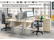 Bureau droit IDRA - 160*80 cm - Pieds alu avec passe-câble - plateau imitation Chêne clair - neuf_1