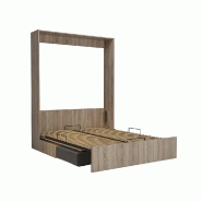 Armoire lit escamotable DYNAMO SOFA - Canapé chêne microfibre gris - Couchage 160x200 cm avec sommier à lattes_1