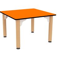 Table carré 60 - Plateau stratifié compact - Piétements hêtre massif - Dim. 60x60 cm