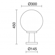 Borne lumineuse en résine - boule diamètre 300 mm - hauteur 450 mm - IP43 - coloris blanc - modèle VIC_1
