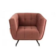 Fauteuil lounge Marianah - rose antique - structure bois et assise capitonnée en velours_1