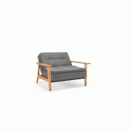 Innovation Living - Fauteuil design Dublexo Frej gris Twist Charcoal convertible lit 90x115 cm - Piétement en chêne clair_1