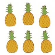 Ananas clips en bois 6x4,5cm - par 6 - MDF - Couleur Jaune_1
