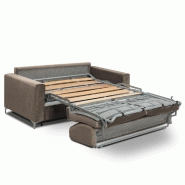 Canapé convertible express Jackson 160cm - Sommier lattes bois - Cuir vachette taupe clair - Matelas 16 cm_1