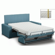 Canapé lit OPERA Express - Lattes 120 cm - Matelas 16 cm - Tête de lit intégrée - Tweed bleu turquoise_1